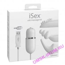 PD1059-19 - Вибратор с набором насадок iSex USB Massage Kit белый