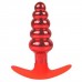 IL-28014-RED - Ребристая анальная втулка из металла на силиконовом основании для ношения от компании Iron Love