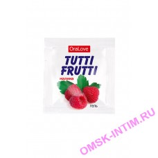 30007 - Съедобная гель-смазка TUTTI-FRUTTI для орального секса со вкусом малины ,4гр 